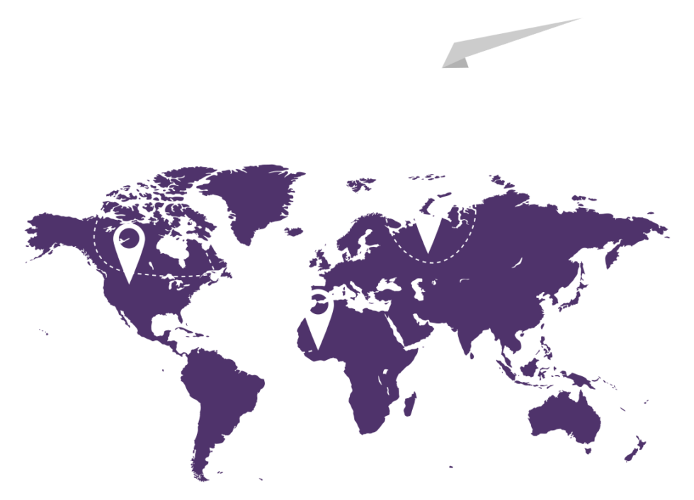 Stylized world map with connection points showing global gaming network